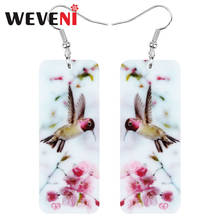 WEVENI-pendientes de acrílico rectangulares con forma de colibrí para mujer y niña, aretes largos con forma de flor, pájaro, Animal, colgantes, accesorios de regalo 2024 - compra barato