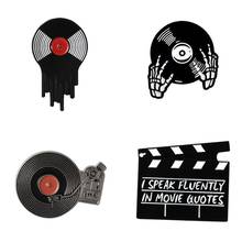 Black Record Art Enamel Pin Badges For Women Vintage Enamel Brooch Badges For Backpack Pins Metal Jewelry Brooches For Backpack 2024 - buy cheap