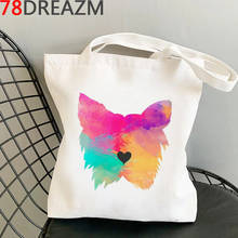 Bull Terrier-bolso de compras de tela plegable, bolsa para guardar comestibles, bolsas reutilizables 2024 - compra barato