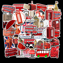 Pegatinas de pared impermeables para decoración de habitaciones, pegatinas de estilo rojo de Londres para cabina telefónica, autobús, equipaje portátil, 50 Uds. 2024 - compra barato