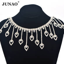 JUNAO 45cm/lot Glitter Clear Silver Heart Rhinestone Fringe Trim Sewing Glass Strass Ribbon Chain Crystal Applique for Clothes 2024 - buy cheap