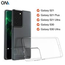 Capa traseira para samsung galaxy, proteção de silicone tpu transparente e macia, para s21 plus ultra 2024 - compre barato