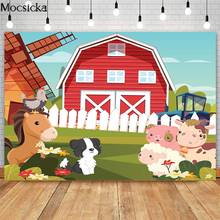 Mocsicka-Fondo de fotografía para fiesta de cumpleaños, granja con temática de Baby Shower, animales, granero rojo, molino de viento, decoraciones, pancarta 2024 - compra barato