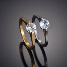 Wedding Engagement Ring for Women Stainless Steel Rings Female Crystal Gold Finger Girl Gift US Size 7 8 9 10 11 2024 - buy cheap