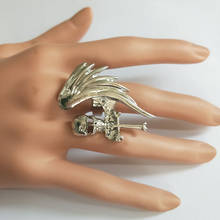 Anéis punk europeus e americanos, joias novas asas de crânio e bronze prateado para mulheres, presentes, anéis da moda, dropshipping 2024 - compre barato