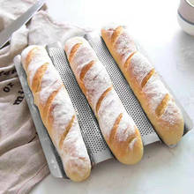 Forma de assar de pão francês com 3 grades, forno antiaderente durável e antiaderente com buracos de ar, material doméstico para assar 2024 - compre barato