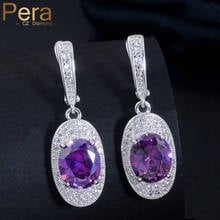 Pera-pendientes largos de Aro para mujer, aretes de 6 colores, Cristal púrpura místico, ideal para fiesta de boda, E321 2024 - compra barato