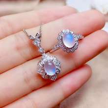 Real Natural Moonstone jewelry set Natural Real Moonstone 925 sterling silver 1pc pendant,1pc ring 2024 - buy cheap
