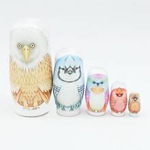 5 pçs/setmatryoshka de madeira russa aninhamento boneca madeira coruja matryoshka bonecas crianças presentes brinquedos educativos 2024 - compre barato