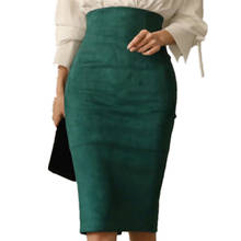 Falda de ante ol para mujer, Falda de tubo de cintura alta para oficina, de otoño e invierno 2024 - compra barato