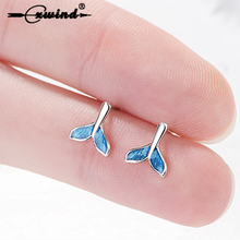 Cxwind-pendientes esmaltados de pez oceánico para mujer, aretes de tuerca de ballena azul, regalo divertido para niña e hija, joyería brincos 2024 - compra barato