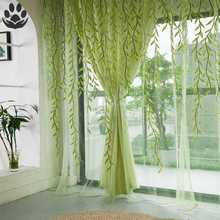 Modern Tulle Curtains Willow Leaves Window Tulle Curtains Drapes Kitchen Green Leaf Sheer Curtains Living Room Bedroom DIY 2024 - buy cheap