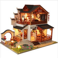 Kit de casa de muñecas en miniatura para niños, maqueta de construcción en 3D Vintage, restaurante japonés de Sushi, regalo de cumpleaños, muebles de casa de muñecas grandes de madera 2024 - compra barato