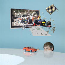 3D яркие F1 гоночные настенные наклейки для гостиной спальни украшения, Современные художественные фрески настенные наклейки для детских комнат 2024 - купить недорого