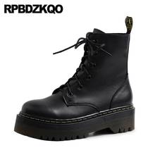 Black Platform Elevator Women Ankle Boots Medium Heel Muffin Combat Flatform Shoes 2021 Harajuku Military Patent Leather Winter 2024 - buy cheap