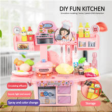 DIY Miniature Children's Kitchen Toys Sound And Light Kitchenette Safe Plastic Pretend Role Play Tableware Kids Educational Toys 2024 - buy cheap