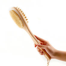 35cm 2-in-1 Sided Natural Bristles Brush Scrubber Long Handle Wooden SPA Shower Brush Bath Body Massage Brushes Back Easy Clean 2024 - buy cheap