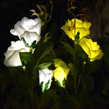 Luz Led Solar para exteriores, Lámpara decorativa impermeable para el suelo del jardín, de flores y rosas blancas, 3Led, IP65 2024 - compra barato