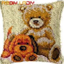 Latch Hook Kits Make Your Own Cushion Bear & Puppy Pre-Printed Canvas Crochet Pillow Case Latch Hook Cushion Cover Arts & Crafts 2024 - buy cheap