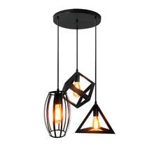 Nordic Geometry Style Black Iron Apartment Pendant Lamp Originalitive Single/3 Heads Industral Cage E27 Home Decor Pendant Light 2024 - buy cheap