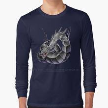 Camiseta de manga longa com estampa de dragão cibernético, 100% algodão puro, tamanho grande, yu gi oh yugioh ygo cyber dragon cydra mem gx 2024 - compre barato