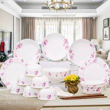Tangshan Chinese family bone china tableware 28 pieces  tableware set, ceramic bowl plate set, tableware and dish combination 2024 - buy cheap