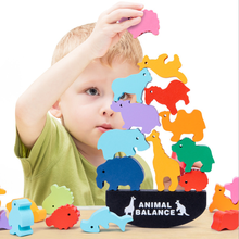 Bloques de construcción Montessori para niños, juguetes educativos de madera para la primera infancia, equilibrio animal, juguetes familiares, regalos para niños 2024 - compra barato