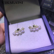 Yikalaisi 925 joias de prata esterlina, brincos de pérola 2019 fina, joias de pérola natural 3-4mm, brincos para mulheres por atacado 2024 - compre barato