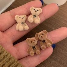 New Korean Kawaii Funny Plush Small Stud Earrings Cute Bow Bear Statement Dainty Earring Fashion Jewelry 2021 Brincos Wholesale 2024 - buy cheap