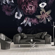 Papel tapiz fotográfico personalizado 3D moderno, sala De estar Mural De flores De lirio rosa para, dormitorio, fondo negro, pintura De pared, Papel De pared 3 D 2024 - compra barato