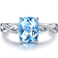 Square aquamarine gemstones zircon diamonds Rings for women blue crystal white gold silver color jewelry bague bijoux gifts 2024 - buy cheap