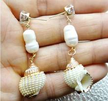 natural Quartz Crystal Style Sea Shell Pearl Pendant earring Summer Boho Jewelry making Shell Earrings Girls gift A10 2024 - buy cheap