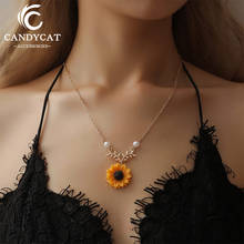 Pearl New Creative Sunflower Pendant Necklaces For Women Simple Leaf Branch Long Charms Necklace Statement Jewelry Birthday Gift 2024 - buy cheap