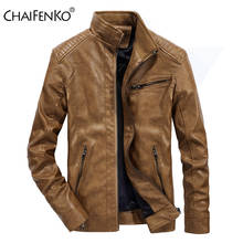 CHAIFENKO Winter Brand Warm Men Leather Jacket Motorcycle Stand Collar Zipper Leather Jackets Men Fashion Add Cashmere PU Jacket 2024 - buy cheap