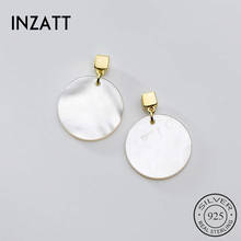 Inzatt real 925 prata esterlina minimalista escudo redondo parafuso prisioneiro brinco para moda feminina parte bonito fino jóias acessórios 2024 - compre barato