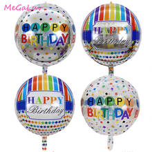 Balão colorido de alumínio de happy birthday, balão para festa, decoração inflável, 4d, brinquedo infantil, de folha de alumínio 2024 - compre barato