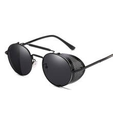 Retro gótico steampunk estilo redondo armação de metal óculos de sol das mulheres dos homens marca de luxo designer escudos lente óculos sol gafas de sol 2024 - compre barato