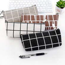 Zipper Bags for Pencil Women Belongs Students Pencil Case Striped Grid Pencil Bag Pouch Kids Primary Students Gift Pen Bags 2024 - buy cheap