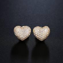 Newranos Small Cubic Zirconia Heart Stud Earrings Champagne Gold Geometric Heart Earrings for Women Fashion Jewelry EHF003444 2024 - buy cheap