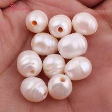 Cuentas ovaladas de piedra Natural para fabricación de joyas, 7x10-9x11mm, perlas blancas de agua dulce, 10 unidades, envío gratis 2024 - compra barato
