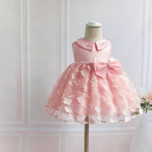 Pink Baby Flower Christening Gown Baptism Clothes Beads Flower Tulle Newborn Kids Girls Birthday Princess Infant Party Dresses 2024 - buy cheap