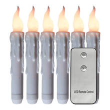 Pacote de 6 velas rígidas sem chamas com controle remoto, movidas a bateria, para jantar de janela, pacote com 6 luz branca quente 2024 - compre barato