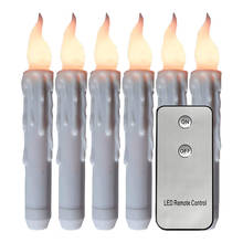 Pack of 6  Warm White Flicker flameless taper candles with remote,battery operated window Candlestick Dinner,bougeoir et phore 2024 - buy cheap