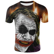 Летняя новая популярная футболка с 3D принтом клоуна, Мужская футболка с изображением лица клоуна, 3d футболка с коротким рукавом, Веселая футболка, Топы И Футболки 2024 - купить недорого