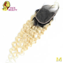 Facebeauty 1B 613 Blonde Ombre Lace Closure 8 - 18 Inch 4*4 Two Tone Dark Roots Swiss Peruvian Remy Human Hair Deep Wave Closure 2024 - buy cheap