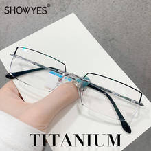 Очки для чтения без оправы мужские, роскошные безрамные пресбиопические очки из титана, для дальнозоркости + 1 + 1,5 2024 - купить недорого