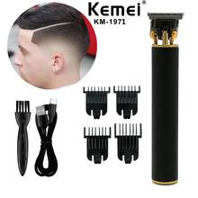 Kemei-máquina de cortar cabelo c/t sem fio para homens, aparador de cabelo pesado com corte de 0mm para carecas 2024 - compre barato