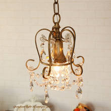 Lámpara de cristal de araña retro americana, estilo antiguo, dormitorio, mesita de noche, entrada, porche, bar, lámparas de cobre 2024 - compra barato
