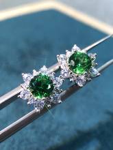 Geoki-pendientes de plata 925 Serling, con diamantes superados, Total de 1 Ct, copo de nieve de moissanita verde, aretes con broche de esmeralda de corte perfecto 2024 - compra barato