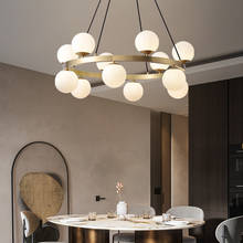 Candelabro de cobre de estilo minimalista moderno, lámpara de bola de cristal con personalidad de lujo para sala de estar, comedor y dormitorio 2024 - compra barato